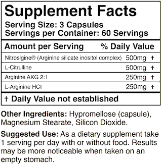 Nitric Oxide Booster supplement facts